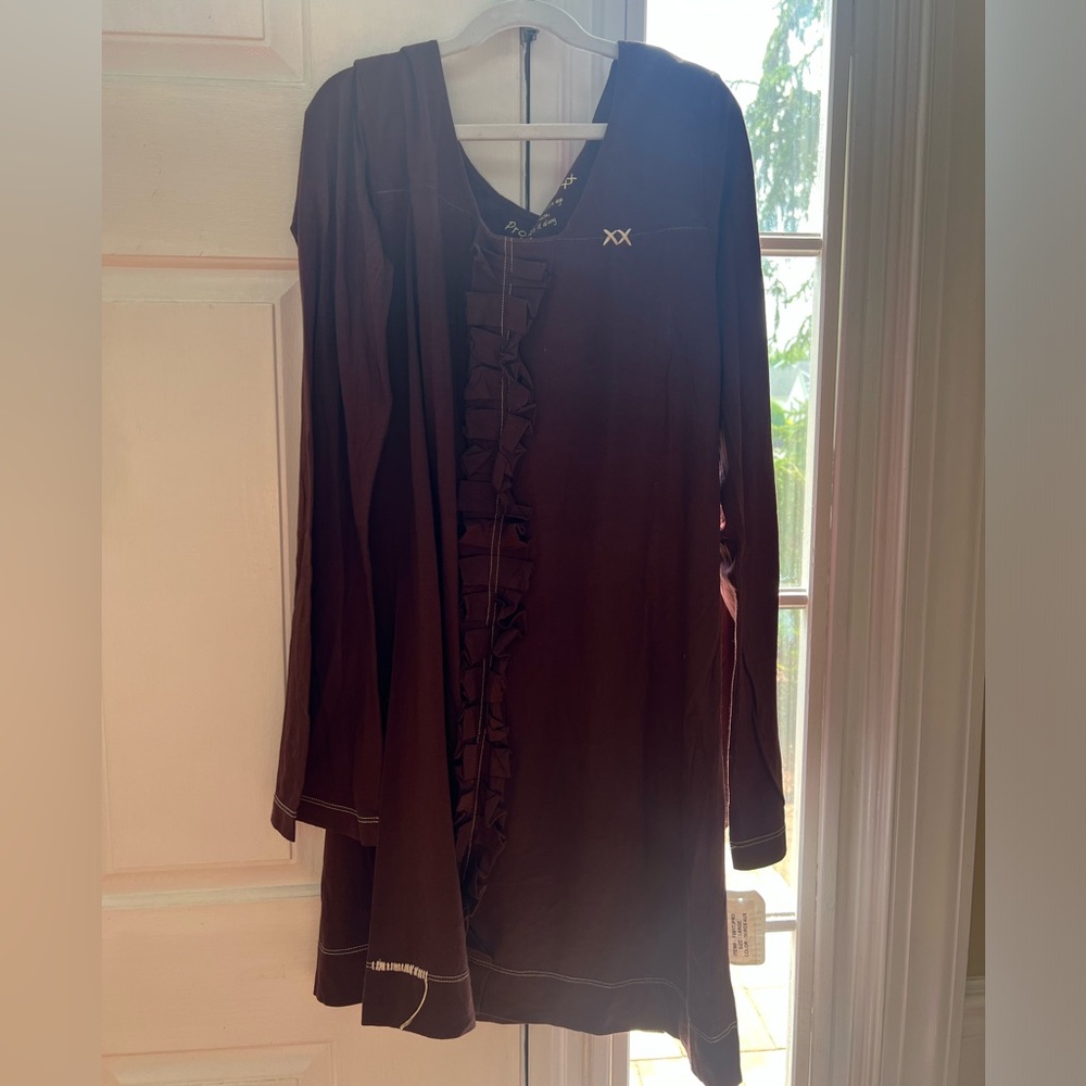Brown Long Sleeve Dress with Ruffle Detail